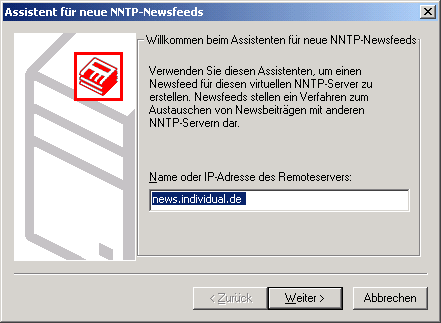 Assistent für neue NNTP-Newsfeeds - Name des Newsservers