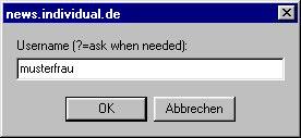 Benutzername für den Newsserver