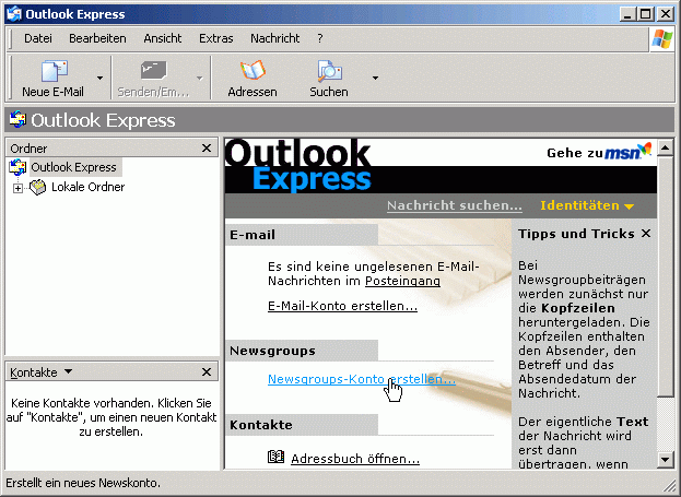 Newsgroups-Konto erstellen