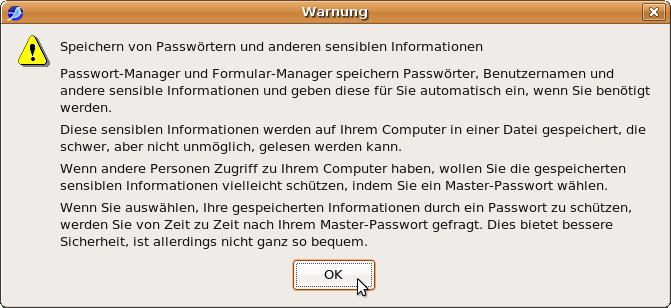 Warnmeldung zum Passwort-Manager